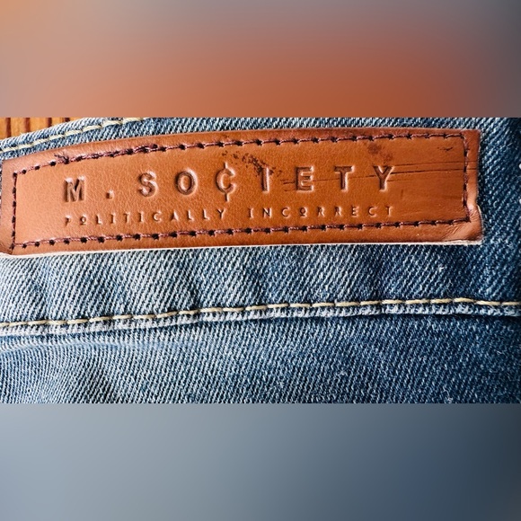 M.Society Mens Skinny Medium Wash Paint Splattered Distressed Camo Patched 36x32 - Picture 10 of 11